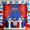 10x10ft Royal Blue Red Tulle Backdrop Curtain with Lights String for Parites, Sheer Photo Backdrop Curtains with lights for Wedding Backdrop Ceremony Reception Bridal Shower Baby Shower Birthday Party view 4