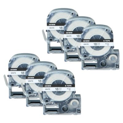 KCMYTONER 6 Pack Compatible for LK-5WBN LC-5WBN SS18KW Black on White 18mm 3/4" x 26' Label Tape Used in LW-600 LW-700 LW-900P LW-1000P Label Makers
