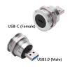 ANMBEST 2PCS Panel Mount USB Adapter, USB C Female to USB3.0 Male Circular Connector, 5Gbps Data Transfer USB Pass Through Cable Coupler Extension Converter with Waterproof/Dust Cap view 2