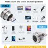 ANMBEST 2PCS Panel Mount USB Adapter, USB C Female to USB3.0 Male Circular Connector, 5Gbps Data Transfer USB Pass Through Cable Coupler Extension Converter with Waterproof/Dust Cap view 4