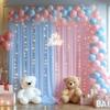 10x10ft Baby Pink Blue Tulle Backdrop Curtain with Lights String for Parites, Sheer Photo Backdrop Drapes with Lights for Wedding Backdrop Ceremony Reception Bridal Shower Baby Shower Birthday Party view 3