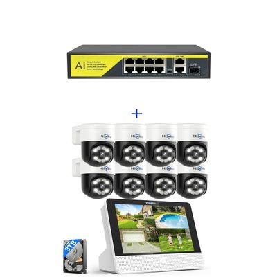 1*Hiseeu PoE PTZ Camera System w/Monitor+1* Hiseeu PoE Switch w/8 PoE+ Ports 2 Ethernet Uplink Ports