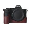BMAOLLONGB Z6 II Case, Handmade Genuine Real Leather Half Camera Case Bag Cover for Nikon Z5/Z5 II/Z6/Z6 II Bottom Opening Version + Hand Strap (Coffee) view 2
