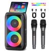 Bluetooth Speaker with 2 Wireless Microphones - Big Party Speaker for Adults Kids Karaoke with Lights - Portable Rechargeable Floorstanding Speakers Support TWS/AUX/USB/TF Card for Home Party Gift view 1