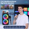 Bluetooth Speaker with 2 Wireless Microphones - Big Party Speaker for Adults Kids Karaoke with Lights - Portable Rechargeable Floorstanding Speakers Support TWS/AUX/USB/TF Card for Home Party Gift view 2