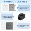MECCANIXITY 1 Pack Ethernet Wall Plate, 2 Port Cat 6 Ethernet Wall Outlet Jack with Cat6 Black RJ45 Coupler for Home Office, Gray view 3