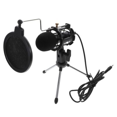 BRIGHTFUFU 3.5mm Gaming Microphone for PC and Laptop Condenser Mic Set Tripod Shock Mount and Filter for Streaming and Recording Podcasts