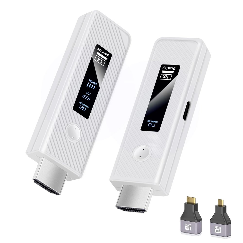 Wireless HDMI Transmitter and Receiver 165FT/50M, 5.8G+2.4G Wireless HDMI Extender kit for 4K Decode Input 1080P Output, LED Display, Plug & Play Portable for Video to Monitor from Laptop/PC/TV Box