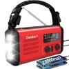 20000mAh Emergency Weather Radio, Solar Hand Crank Portable AM/FM/NOAA Radio with Flashlight, Reading Lamp, SOS Alarm, USB-C Cell Phone Charger for Home Outdoor Survival-Red view 1
