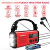 20000mAh Emergency Weather Radio, Solar Hand Crank Portable AM/FM/NOAA Radio with Flashlight, Reading Lamp, SOS Alarm, USB-C Cell Phone Charger for Home Outdoor Survival-Red view 2