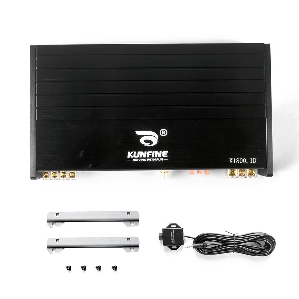 KUNFINE Car Stereo Power Amp - 1 Channel Max 1800W, Low THD, OEM Integration, Hi-Fi Sound, Easy DIY Install-BF-1800.1D
