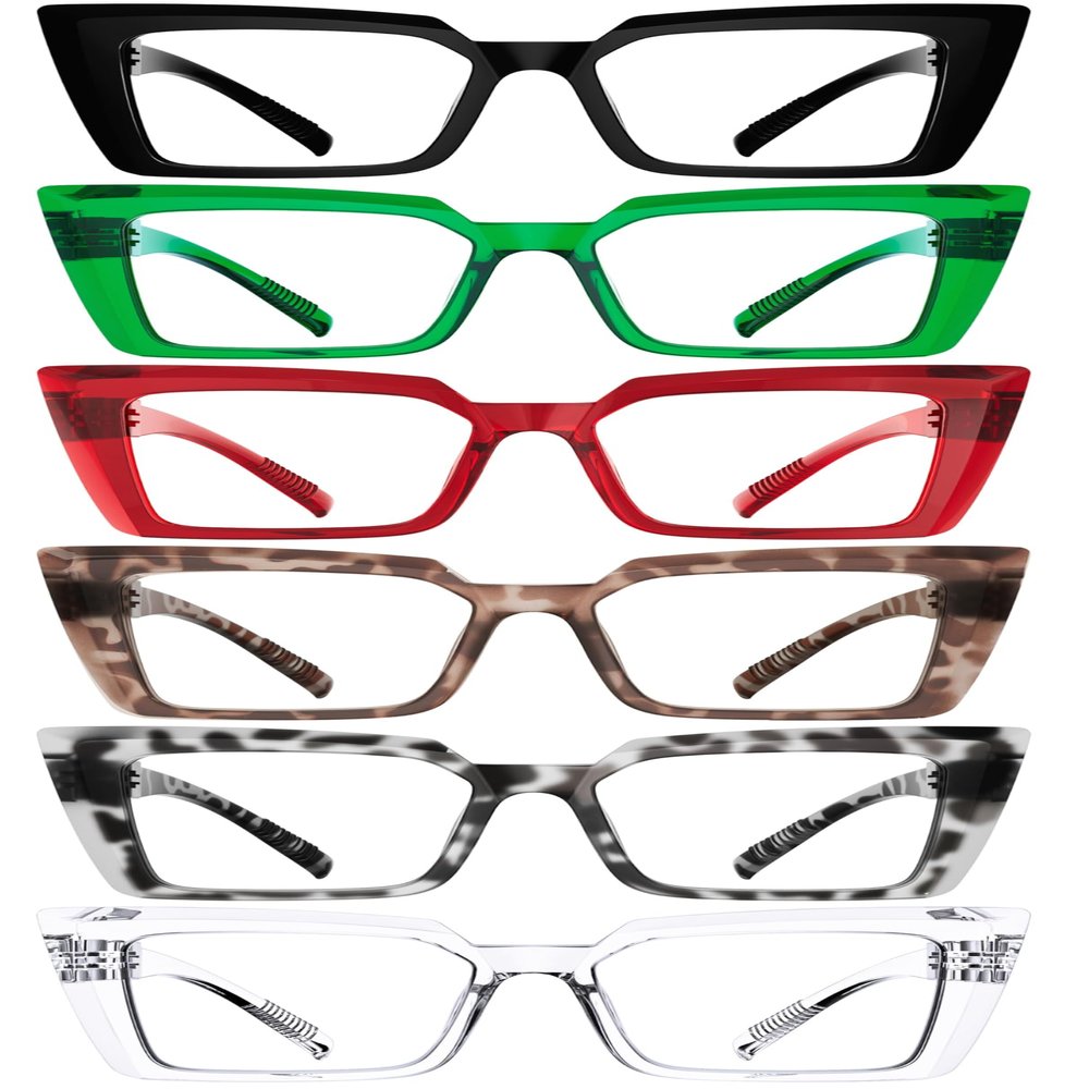 Eyekepper Oversize Metalless Screwless Blue Light Blocking Reading Glasses Women - 6 Pack Large Frame Computer Readers +2.75
