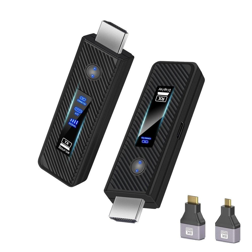 Fanktoo 2025 Upgraded Wireless HDMI Transmitter and Receiver 165FT/50M, Wireless HDMI Extender kit for 4K@30Hz Input, 1080P@60Hz Output, 5.8G+2.4G high-Speed Transmission Support laptops, PC, Camera