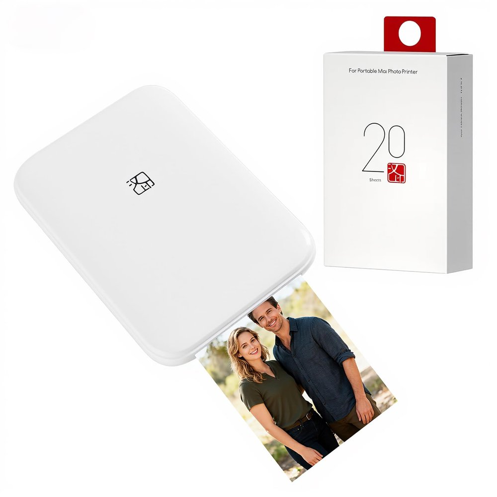 KENTO MAX Mini Portable Instant Photo Printer - Bluetooth 5.0, Works with iOS & Android (Printer+with 20 Sheets of 2 x 3 in Zink Photo Paper)
