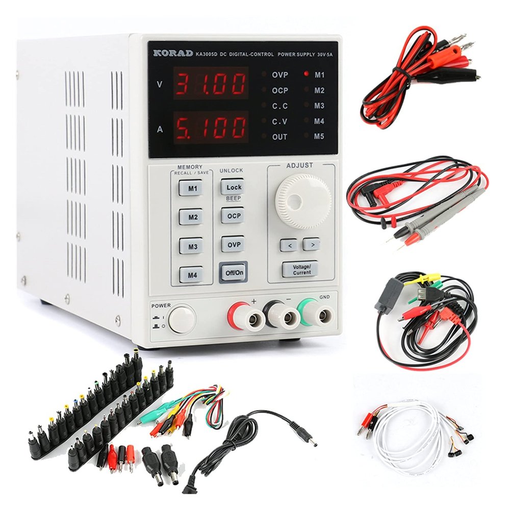 ACE4U Precision Adjustable Digital Programmable DC Power Supply Laboratory Power Supply 30V 5A +Laptop AC DC Jack Phone(220)
