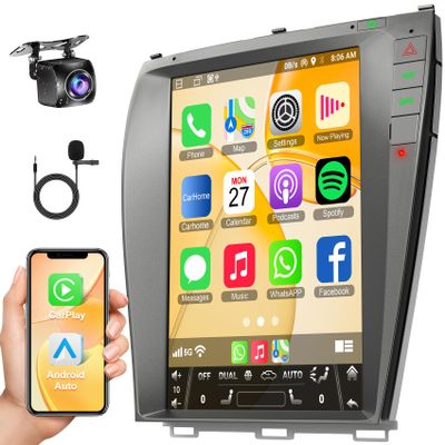 Android 14 Car Stereo for Lexus ES350 Radio Upgrade 2006-2011 Replacement,1280 * 800 QLED Touch Screen,Octa-core CPU,Build in Wireless Carplay,Android Auto, GPS Navigation+Backup Camera
