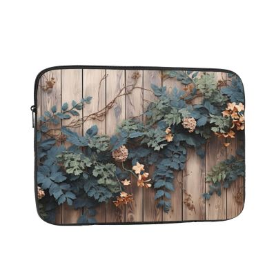 13 Inch Laptop Sleeve Bag Waterproof Shockproof Laptop Case Bag Leaves Floral On Rustic Wood Computer Skin Bags Lightweight Tablet Carrying Case