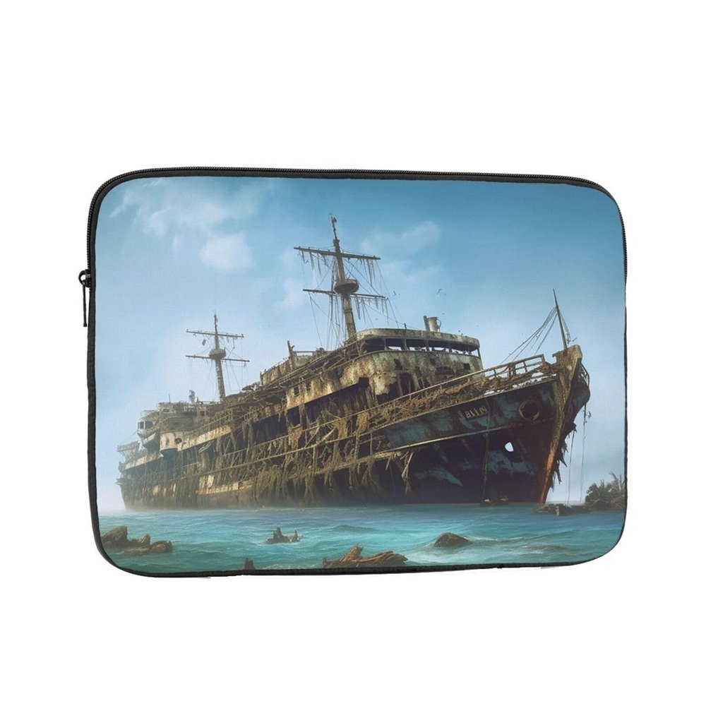 12 Inch Laptop Sleeve Bag Waterproof Shockproof Laptop Case Bag Abandoned Cruise Ship at Sea Computer Skin Bags Lightweight Tablet Carrying Case