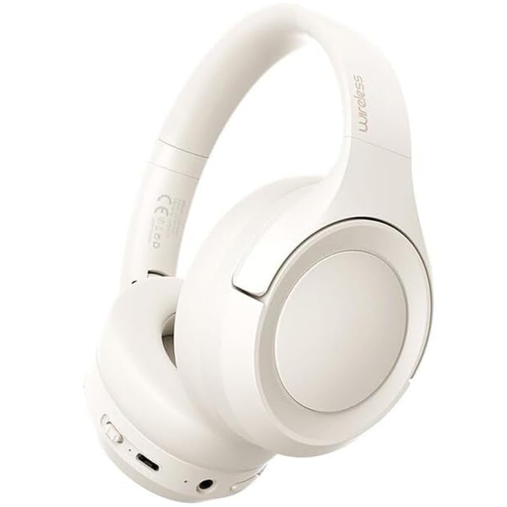 BYDGUMEI L50 Noise-Cancelling Headphones, Wireless Over-Ear Bluetooth Headphones, 50-Hour Playback Time, High-Resolution Audio, Bass, Memory Foam Ear Cups, Travel, Office, USB-C Charging (White)