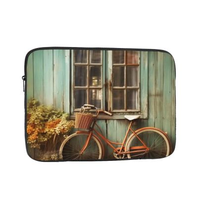 12 Inch Laptop Sleeve Bag Waterproof Shockproof Laptop Case Bag Vintage Window with Bicycle Computer Skin Bags Lightweight Tablet Carrying Case