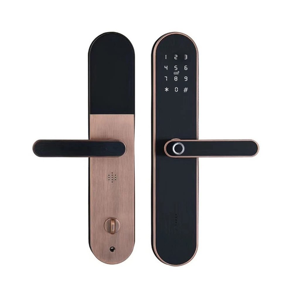 58GXCAAMOT Waterproof Aluminum Glass Door Lock Fingerprint Smart Door Lock European Mortise Electronic Door Lock for Home Hotel Apartment (Size : Left Inside) ()