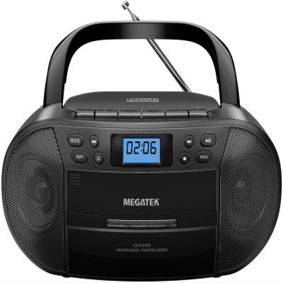 MEGATEK Portable CD/Cassette Player Boombox with Bluetooth & AM/FM Radio