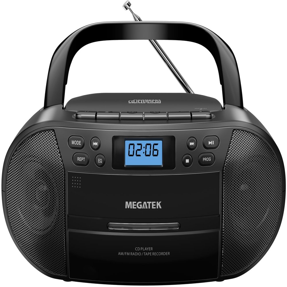 MEGATEK Portable CD/Cassette Player Boombox with Bluetooth & AM/FM Radio