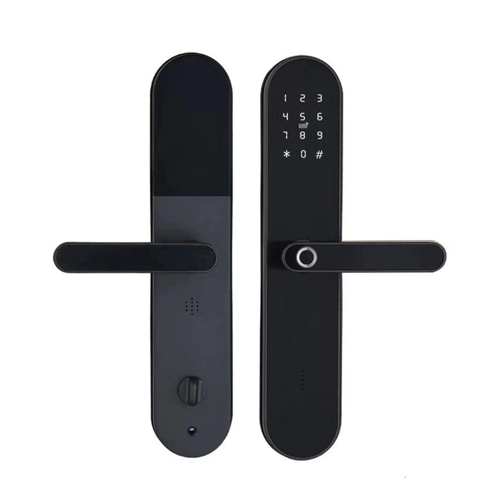 58GXCAAMOT Waterproof Aluminum Glass Door Lock Fingerprint Smart Door Lock European Mortise Electronic Door Lock for Home Hotel Apartment (Size : Left Inside) ()