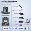 ADKIDO PTZ Camera,NDI PTZ Camera with 20X Optical Zoom AI Tracking,HDMI,POE,IP Live Streaming, Simultaneous 3G-SDI and USB Video Output, for Church, Conferences, Teaching,vMix OBS etc view 3