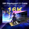 16K DisplayPort Cable 2.1 6.6FT, DP 2.1 Cable [16K@60Hz,8K@120Hz,4K@240Hz] Support 80Gbps, HDR10, DSC1.2a, G-Sync, FreeSync, Braided Display Port Cord Compatible with Gaming Monitor, TV, Graphics view 2