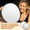 2 in 1 Foldable Light Reflector, 23in/60cm Foldable Round Photo Reflectors Silver & White Disc Photography Reflector for Indoor and Outdoor Lighting view 3