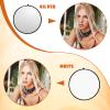 2 in 1 Foldable Light Reflector, 23in/60cm Foldable Round Photo Reflectors Silver & White Disc Photography Reflector for Indoor and Outdoor Lighting view 4