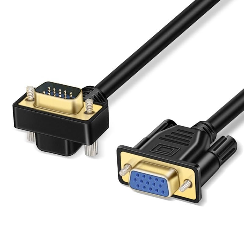 AANAN VGA High-Definition Cable 90-Degree Straight Female to Male Elbow for The Monitor TV Video Cable Wiring Installation(1M)