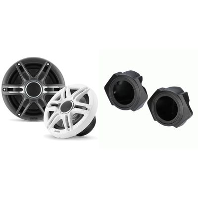 Clarion CMSP-651-SWG Premium 6.5" Sport Grill Marine Speakers & Polaris RZR Front 6.5" Speaker Pods 2014-UP (Except PRO XP)