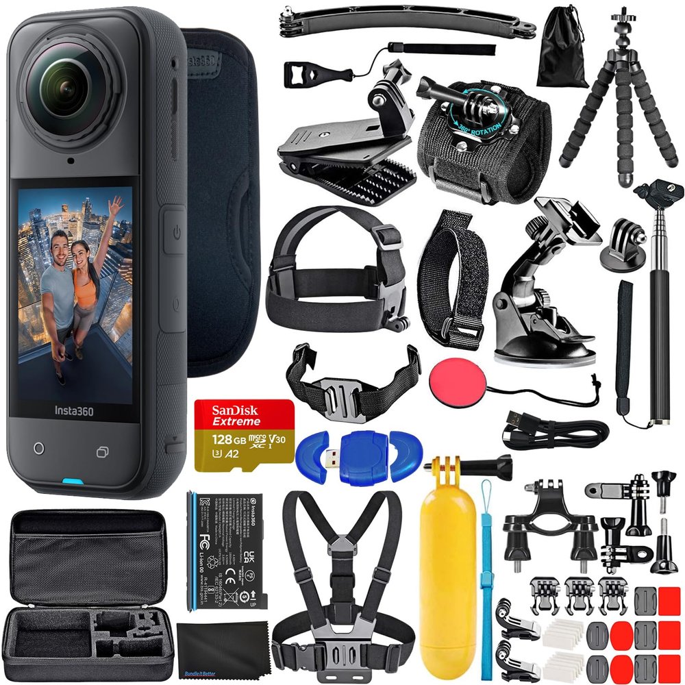 Bundle It Better Insta360 X5 - Waterproof 8K 360 Action Camera + 50-in-1 Accessory Kit + 128GB Card + More
