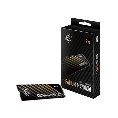msi SPATIUM M470 PRO PCIe 4.0 NVMe M.2 2TB Portable SSD, 2TB External Solid State Drive, Speeds Up to 6000MB/s, USB-C, Reliable Storage for Gaming, Students, Professionals, Black