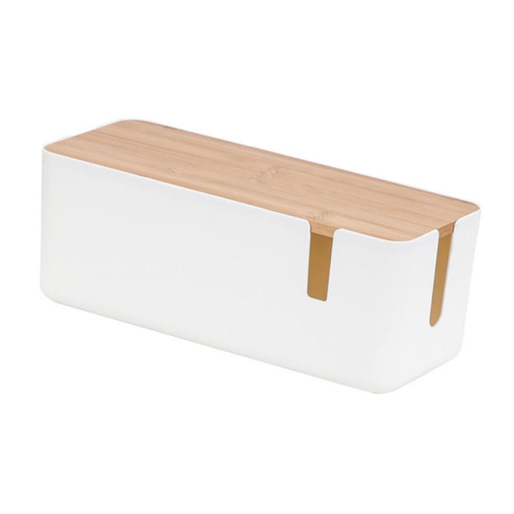 FELTECHELECTR Power Line Manager Electric Cord Organizers Cable Storage Box Cable Management Box Bamboo Lid for Home