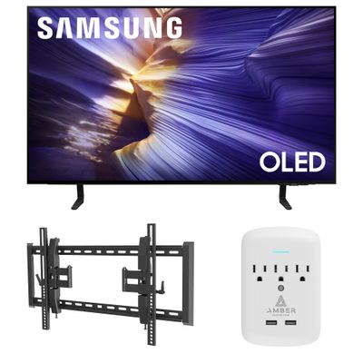 Samsung QN42S90FAEXZA 42 Inch 4K OLED Smart TV with a Walts TILT-EXTENSION-37-90 Tilt Mount for 37"-90" TVs and Amber Protection 3-Outlet-Surge Surge Protector (2025)