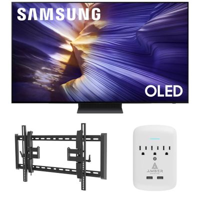 Samsung QN65S90FAFXZA 65 Inch 4K OLED Smart TV with a Walts TILT-EXTENSION-37-90 Tilt Mount for 37"-90" TVs and Amber Protection 3-Outlet-Surge Surge Protector (2025)