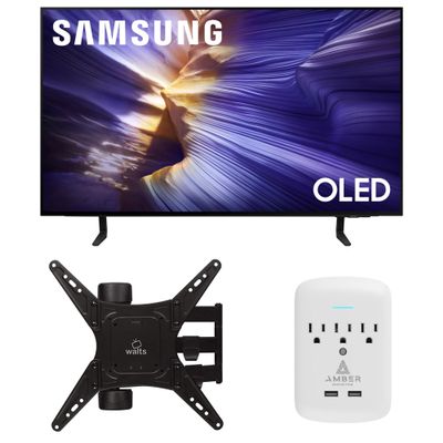Samsung QN42S90FAEXZA 42 Inch 4K OLED Smart TV with a Walts Medium Full Motion Mount for 32"-65" TVs and Amber Protection 3-Outlet-Surge Surge Protector (2025)