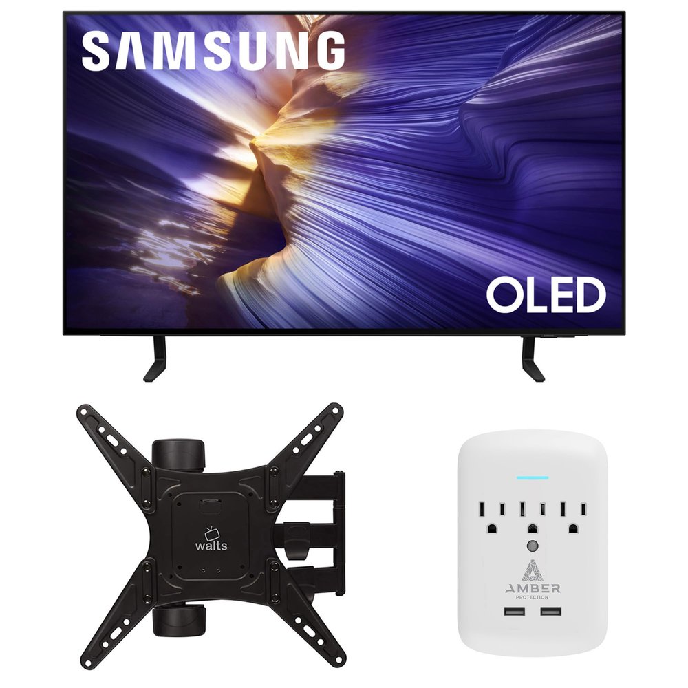Samsung QN42S90FAEXZA 42 Inch 4K OLED Smart TV with a Walts Medium Full Motion Mount for 32"-65" TVs and Amber Protection 3-Outlet-Surge Surge Protector (2025)