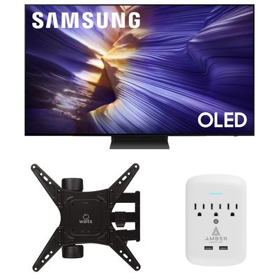 Samsung QN65S90FAFXZA 65 Inch 4K OLED Smart TV with a Walts Medium Full Motion Mount for 32"-65" TVs and Amber Protection 3-Outlet-Surge Surge Protector (2025)