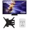 Samsung QN65S90FAFXZA 65 Inch 4K OLED Smart TV with a Walts Medium Full Motion Mount for 32"-65" TVs and Amber Protection 3-Outlet-Surge Surge Protector (2025) view 1