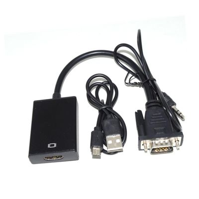 BRIGHTFUFU Vga to Cable Adapter with Audio Converter for PC Laptop Tv Projector Plated Copper Supports Xp at Black