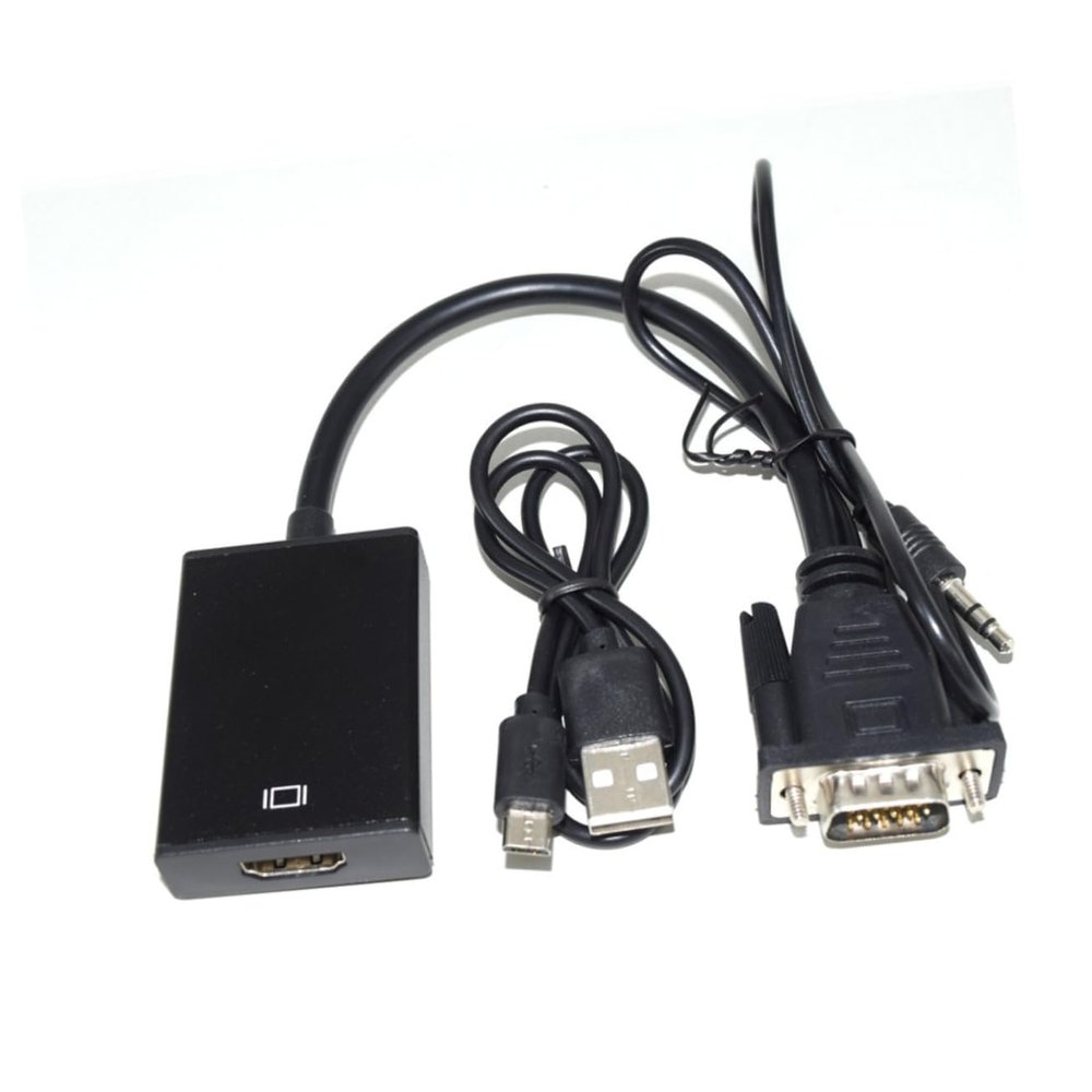 BRIGHTFUFU Vga to Cable Adapter with Audio Converter for PC Laptop Tv Projector Plated Copper Supports Xp at Black
