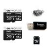 2 Pack SD Card Go ProPlus 64GB Micro SDXC Memory Card  Class 10 U3 A1 V30, 100MB/s Read Speed + Bonus Card Reader for Transfer Data iPhone iOS to SD Card & USB Card Readers with Adapter view 1