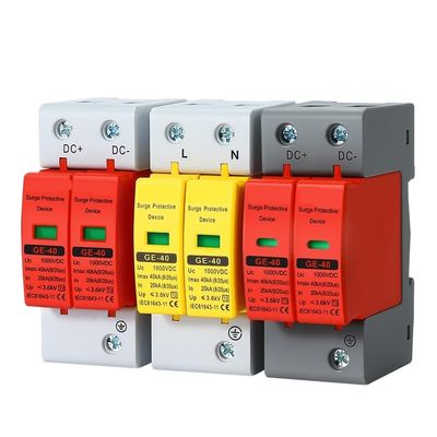 Protection of Low-Voltage Lightning Arrester Device DC Surge Protector 1000V 20KA~40KA Household Surge Protector(White red,500V)