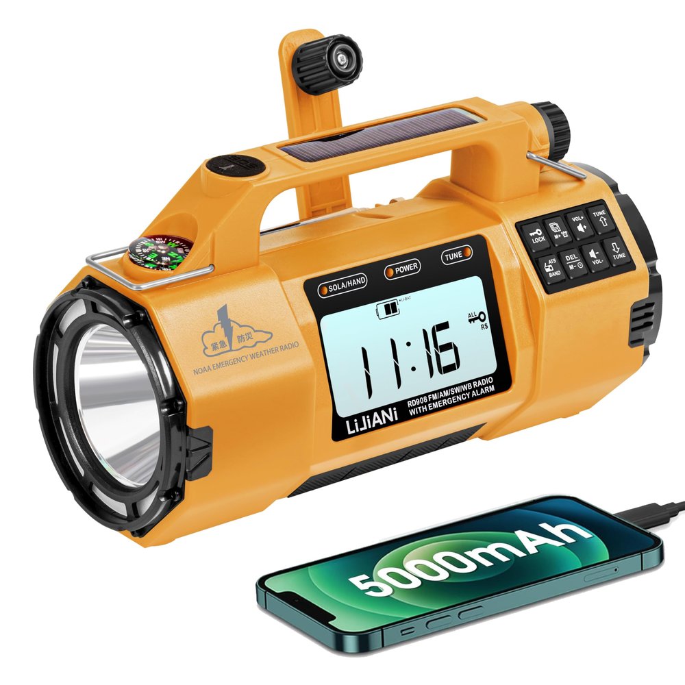 NOAA Weather Radio Emergency Radio with Hand Crank & Solar Charging