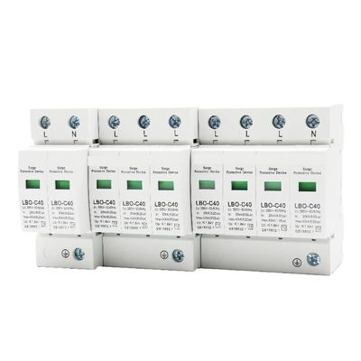 1Pcs AC SPD Surge Protector Low Voltage Distribution 2P 3P 4P LBO Household Arrester Lightning Protection Device Switch Module(4P AC,20-40KA(275V))