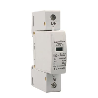 1P 20KA~40KA 10-20KA 275V 385V AC SPD House Surge Protector Protective Low-Voltage Arrester Device Lightning Protection(385VAC 10-20KA)